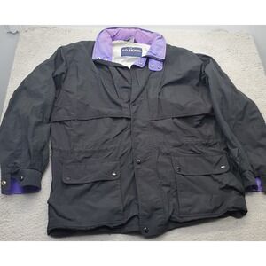 J.G. Hook Windbreaker Jacket Mens XL Black Nylon Water-Resistant Snap Inside Zip